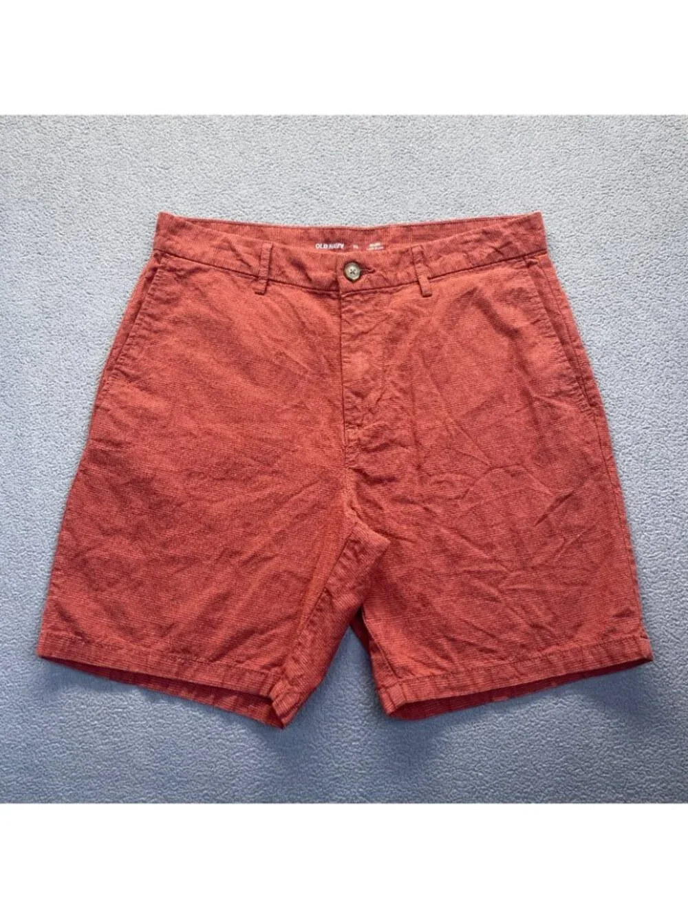 Old Navy Slim Linen Blend Size 33 Chino Shorts Cotton Mens Golf brick,Pockets